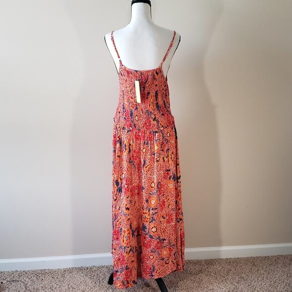 Whispers Orange Floral Maxi Dress Size L - Picture 2 of 4